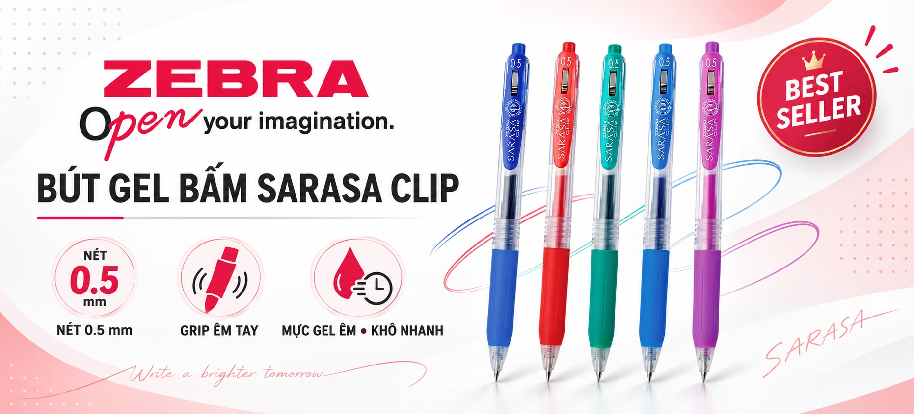 Bút Gel Bấm Zebra Sarasa Clip JJ15 Nét 0.5mm – Sự Lựa Chọn Hoàn Hảo Cho Văn Phòng Doanh Nghiệp